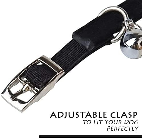 CHUKCHI Soft Velvet Safe Cat Adjustable Collar Bling Diamante with Bells,11 inch for Small Dogs and Cats (Black - 2 Pack)
