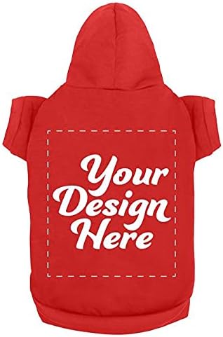 Personalized Dog Hooded Sweatshirt Custom Pet Pullover Hoodie Text/Image Small/Medium/Large Dogs,Puppy,Cat and Kitten Red