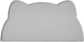 Cat Food Mat, Silicone Pet Feeding Mat for Floor Non-Slip Waterproof Dog Water Bowl Tray Cushion (17" x 10", Dark Gray)