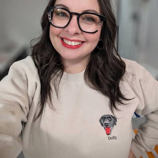 NAZENTI Custom Photo Pet Embroidered Sweatshirt, Custom Dog Face Embroidered Sweatshirt, Dog Mom Sweater,Cat Sweater