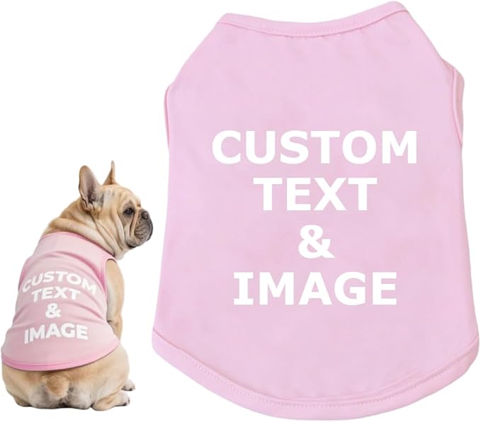 Custom Dog Shirt,Personalized Pet Apparel with Name Text Photo Image,Lightweight Breathable Puppy Kitten Cotton Vest for Small Medium Large Dogs Cats,Puppy Gift (Pink, 7X-Large)