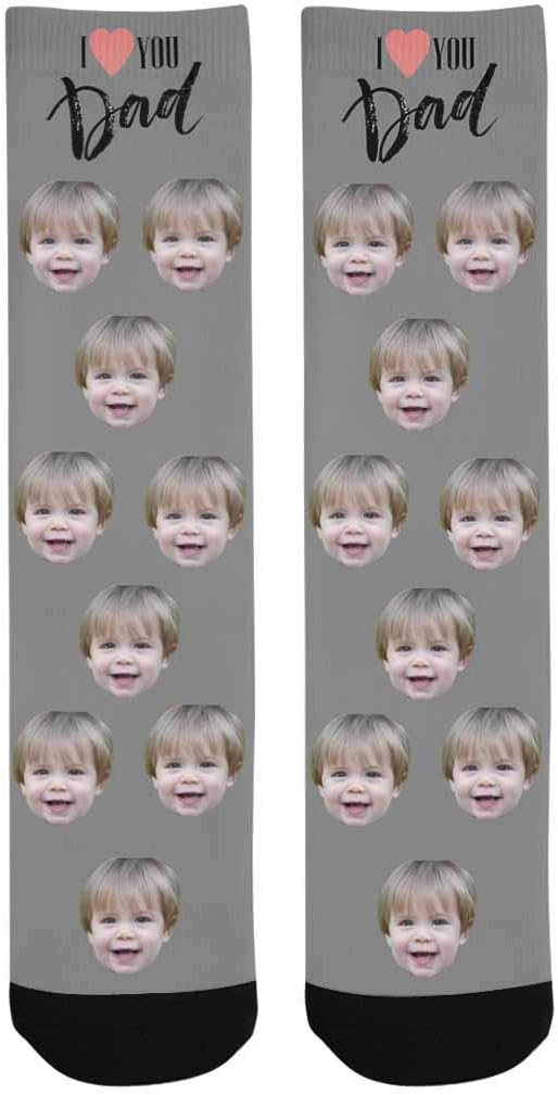 D-Story Custom Face Socks, Personalized Photo Picture on Socks, Unisex Athletic Crew Socks for Men Women