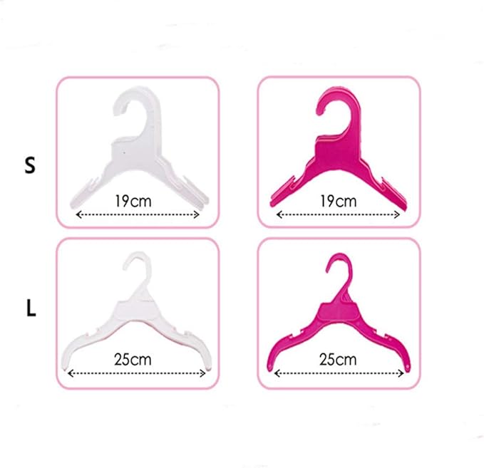 Pet Clothing Hanger, 10PCS Plastic Anti-Skid Dog Puppy Cat Clothes Clothing Rack for Small Animals (White, S)