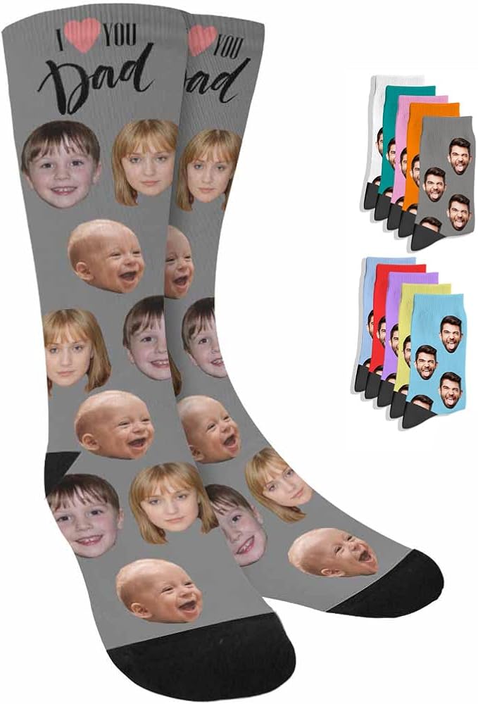 D-Story Custom Face Socks, Personalized Photo Picture on Socks, Unisex Athletic Crew Socks for Men Women
