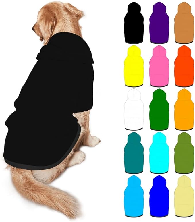 Personalized Dog Hoodie Customized with Name Photo Pet Warm Sweater Hoodie for Medium Large Dogs & Cat Puppy, 1PC, Blank Black, M