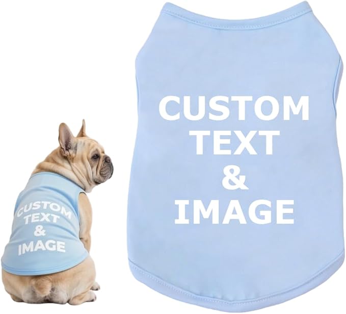 Custom Dog Shirt,Personalized Pet Apparel with Name Text Photo Image,Lightweight Breathable Puppy Kitten Cotton Vest for Small Medium Large Dogs Cats,Puppy Gift (Blue, 6X-Large)