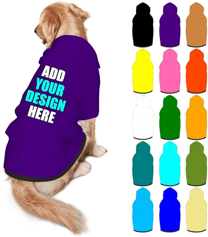Customized Dog Hoodie with Name Logo Personalized Text Soft & Warm for Puppy Sweatshirt Hooded for Small Medium Large Dogs Girl/Boy Cats/Kitten, Indigo, L