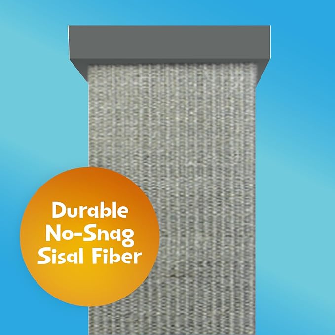 SmartCat Ultimate Scratching Post – Gray, Large 32 Inch Tower - Sisal Fiber, Simple Design - For All Cats