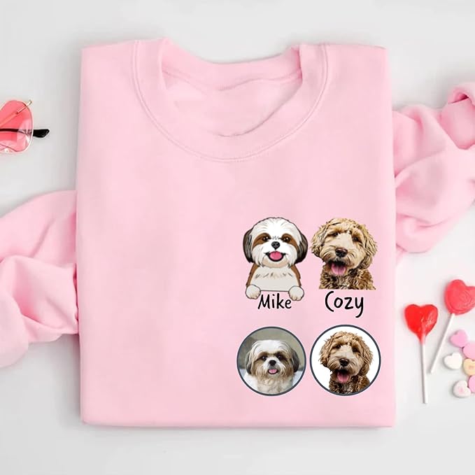 Custom Dog Face Sweatshirt Hoodie T-Shirt, Custom Pet Name, Personalized Pet Photo, Dog Lovers Gifts, Christmas