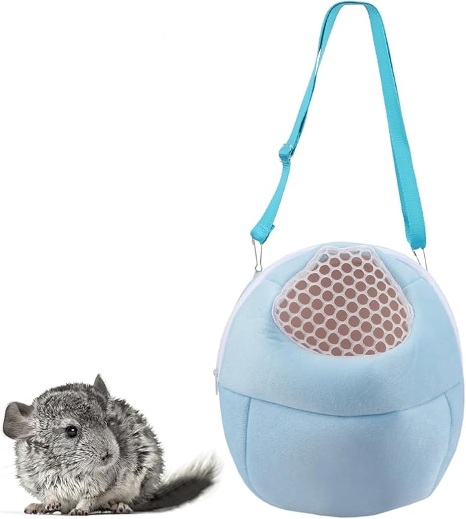 Pet Carrier Backpack for Small Animals, Travel Handbag for Cat, Puppy, Guinea Pig, Hedgehog, Hamster (Blue, S)