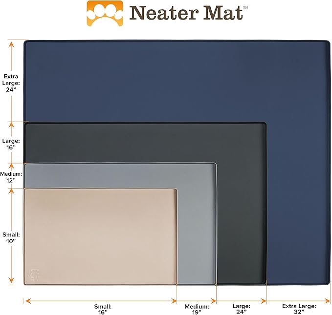 Neater Pet Brands Neater Mat Pet Mats for Food and Water, Cat & Dog Bowl Mat Waterproof Silicone, Feeding Tray, Dog Food Mats for Floors, Placemat w/Raised Edge for Under Bowls, 32" x 24", Cream