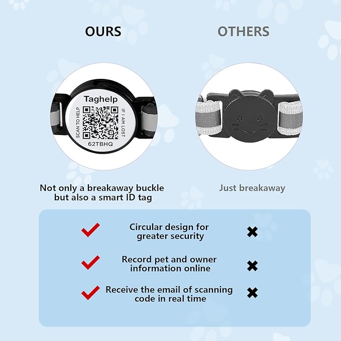 Upgraded Version - Reflective Cat Collar with Bell, Solid & Safe Collars for Cats, Nylon, Mixed Colors, Pet Collar, Breakaway Cat Collar Charms, Free Replacement, Fits Most Cats (Blue)
