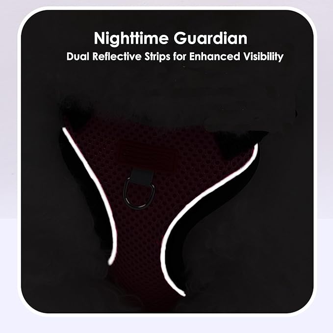 Cat Harness and Leash Set for Walking – Escape-Proof Reflective Vest for Cats and Small Dogs, Adjustable Soft Air Mesh with Pressure-Reducing Design, 4.92ft (Light Brown & Blue, M)