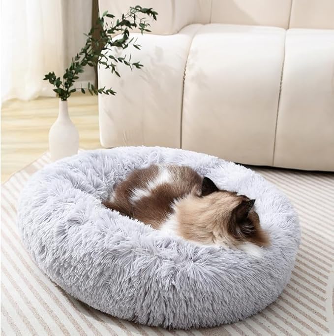 Round Cat Bed Dog Bed Small Kitten Bed Warm Pet Bed Kitty Bed Large Rabbit Bed Calming Donut Dog Beds Pillow Pet Suit Warm Bed for 8KG