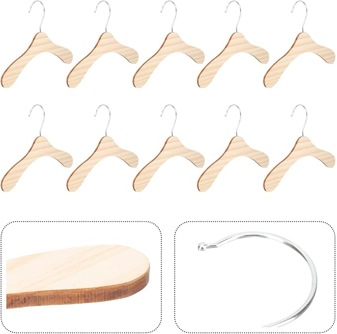 10pcs 8.66-inch Wooden Pet Hangers for Dogs and Cats, Large Solid Wood Dog Clothes Hangers, Portable Pet Accessory for Household Closet Organization