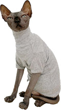 Sphynx Hairless Cats Shirt Cotton Cat Turtleneck Sweater Pullover Kitten T-Shirts with Sleeves Cat Pajamas Jumpsuit for Sphynx Cornish Rex, Devon Rex, Peterbald (X-Large (Pack of 1), Light Grey)