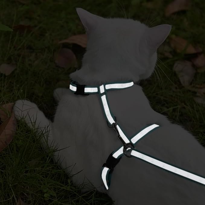 KOOLTAIL Cat Harness and Leash Set, Escape Proof Adjustable Kitten Harness for Walking Travel, Safe & Easy Control Outdoor, Lightweight Soft Pet Harness for Small Medium Large Cats, Green