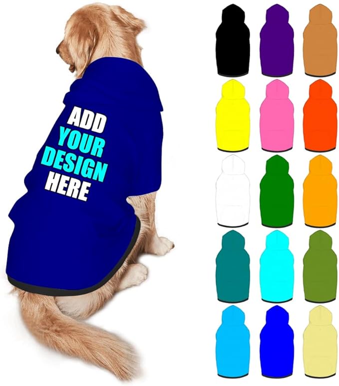 Customized Dog Hoodie with Name Logo Personalized Text Soft & Warm for Puppy Sweatshirt Hooded for Small Medium Large Dogs Girl/Boy Cats/Kitten, DarkBlue, XL