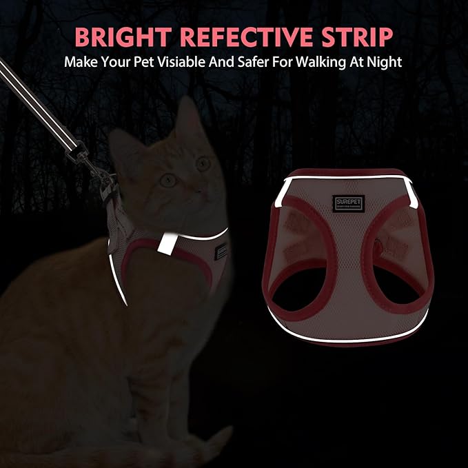 Cat Harness and Leash Set, Soft and Breathable Vest with Reflective Strip, Escape Proof Kitten Harness, Easy to Wear for Cats Walking and Traveling (Blue, XXS)