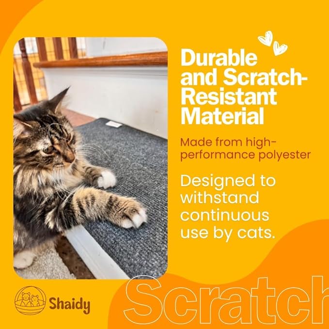 Shaidy Cat Scratching Mat 24x15 Inches - Cat Wall Scratcher, Dark Gray Corner Scratcher, Self-Adhesive Wall Scratcher, Space-Saving, Modern Design, Scratch Mat