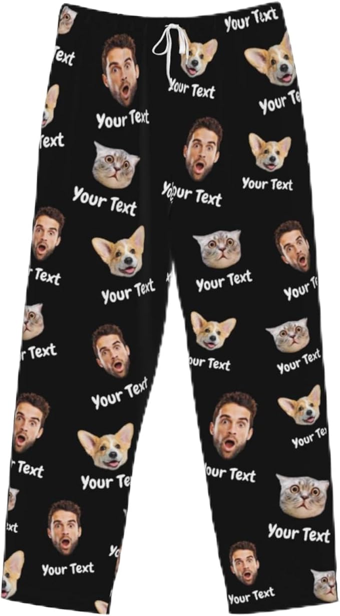 Custom Pajamas Pants Plaid Personalized Funny PJ Pant Design with Face Pajama for Men Women Dog Pet