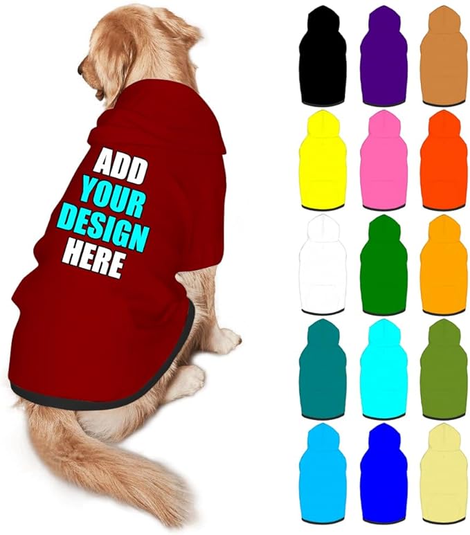 Custom Dog Clothes with Photo Name Logo Personalized Dog Sweaters for Small Medium Large Dogs Breathable Warm, DarkRed, S
