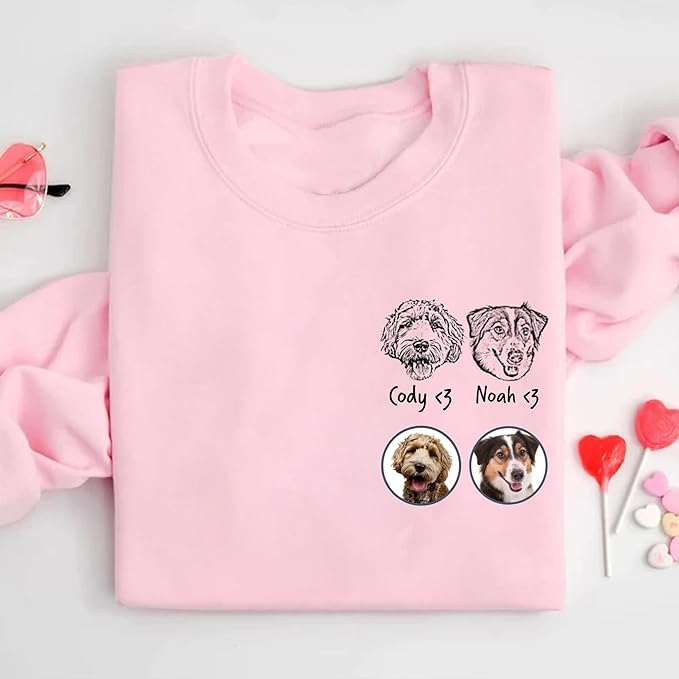 Custom Dog Face Sweatshirt Hoodie T-Shirt, Custom Pet Name, Personalized Pet Photo, Dog Lovers Gifts, Christmas