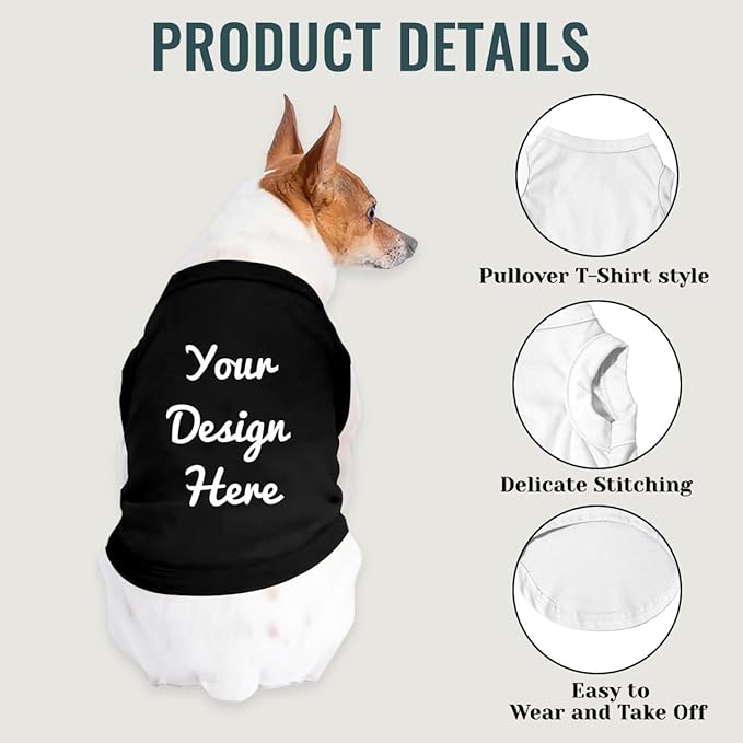 Customized Dog Shirt for Small Medium Large Dogs Personalized with Photo Text Logo Name T-Shirt Summer Breathable Clothes, S