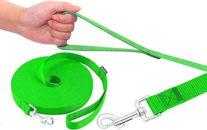 AMAGOOD Dog/Puppy Obedience Recall Training Agility Lead-15 ft 20 ft 30 ft 50 ft Long Leash-for Dog Training,Tie Out,Play,Safety,Camping (20Feet x 1Inch, Green)