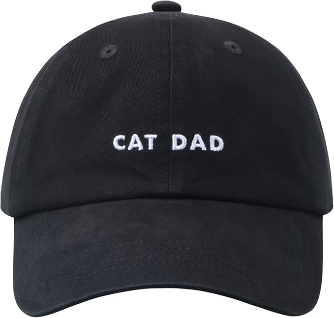 Cat Mom & Dad Hats for Proud Cat Parents | for Men & Women | Embroidered Text - Adjustable Fit - 100% Cotton