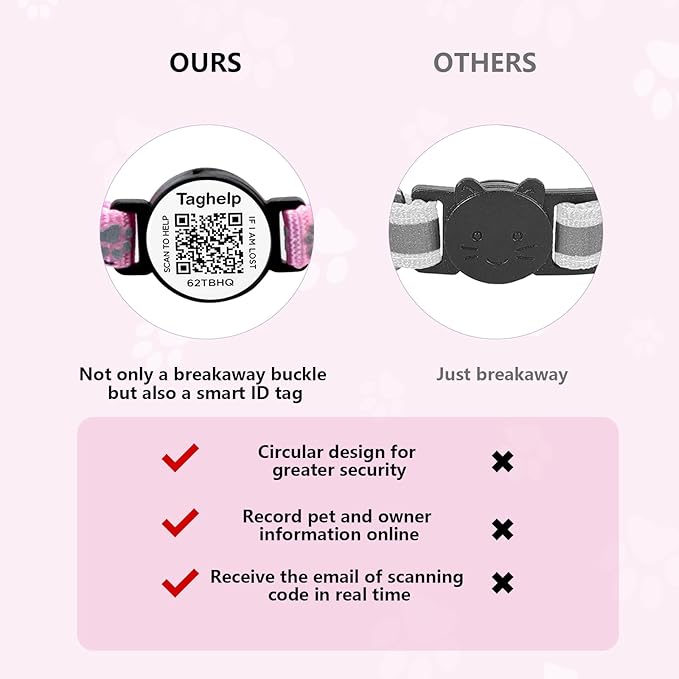 Reflective AirTag Cat Collar with Bell & Elastic Safety Band - Personalized Cat ID Tag & QR Code Smart Tracker for Cats, Kittens, Puppies - Perfect for Girl & Boy Pets(Blue)