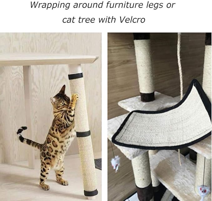 HAOZAIKEJI Cat Scratcher Mat Sofa Protector Natural Sisal Cat Scratching Mat Cat Scratch Couch Cover Heavy Duty Couch Guard Easy Installation Scratch Pad for Grinding Claws Protecting Furniture