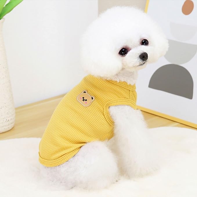 Fleece Cotton Dog Shirt & Cat Tee - Winter Warm, Lightweight, Breathable & Stretchy Sleeveless Vest for Medium & Small Dogs