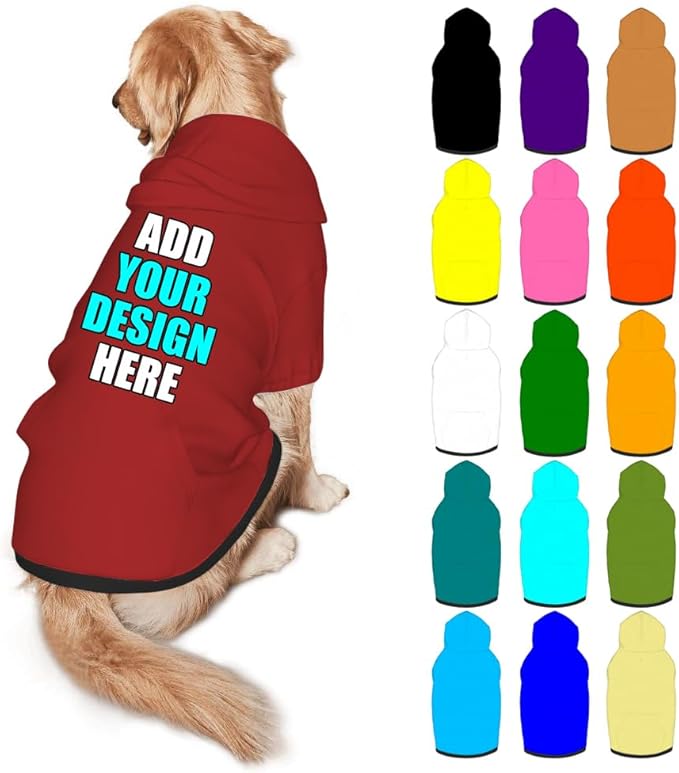 Personalized Dog Hoodie Customized with Name Photo Pet Warm Sweater Hoodie for Medium Large Dogs & Cat Puppy, Brown, M