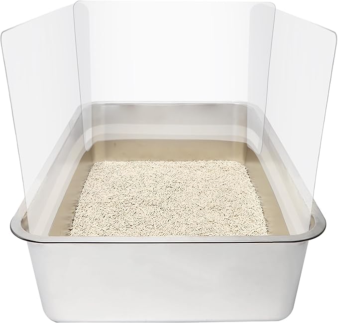 4PCS Cat Litter Box Pee Shields,Transparent Easy Clean Splash Guard for Open Top Litter Pan 14.5×11.5in- Litter Box Not Included (4, Clear)