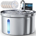Wireless Cat Water Fountain Stainless Steel [Water & Battery Separation] FEELNEEDY Smart Pet Water Fountain, 4000mAh Battery Operated Water Fountain for Cats Dogs 3.5L/118oz + 6 Filters