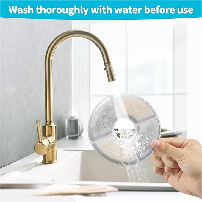 Cat Water Fountain Filter,Cat Fountain Filters Replacement Filters for 81oz/2.4L Automatic Pet Water Fountain Dispenser (Round 4+2 Pack)