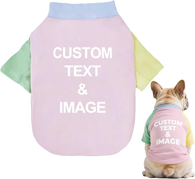 Custom Dog Shirt,Personalized Pet Apparel with Name Text Photo Image,Lightweight Breathable Puppy Kitten Cotton Vest for Small Medium Large Dogs Cats,Puppy Gift (Dopamine Pink, Large)