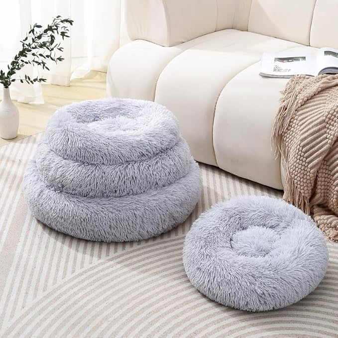 Round Cat Bed Dog Bed Small Kitten Bed Warm Pet Bed Kitty Bed Large Rabbit Bed Calming Donut Dog Beds Pillow Pet Suit Warm Bed for 8KG