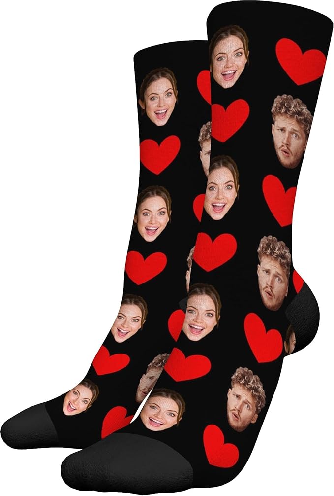 D-Story Custom Face Socks, Personalized Photo Picture on Socks, Unisex Athletic Crew Socks for Men Women