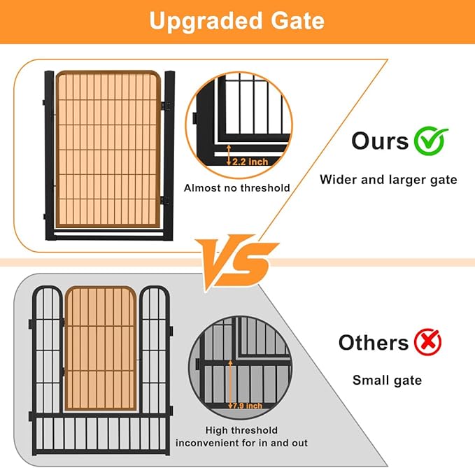 Dog Fence Outdoor Pens Outside,Portable Dog Play Pen 40" H 16 Panels Pet Playpen Exercise Pens for Puppys Small Medium Large Dogs RV Camping Yard Garden Indoor Low Threshold Wide Gate