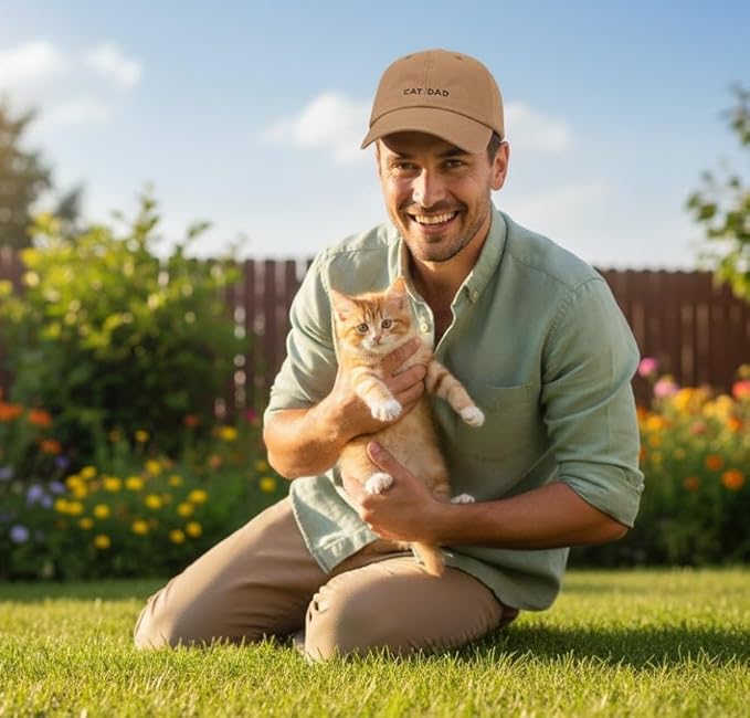 Cat Mom & Dad Hats for Proud Cat Parents | for Men & Women | Embroidered Text - Adjustable Fit - 100% Cotton