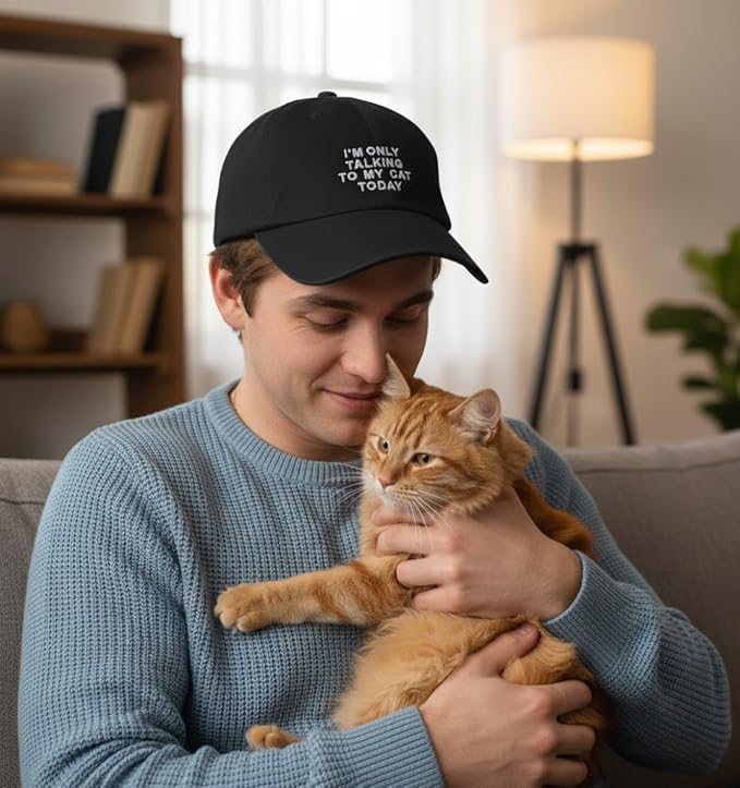 Cat Mom & Dad Hats for Proud Cat Parents | for Men & Women | Embroidered Text - Adjustable Fit - 100% Cotton