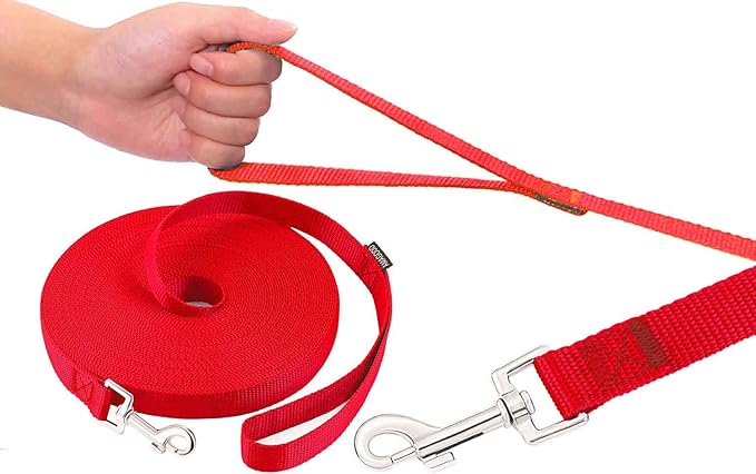 AmaGood Dog/Puppy Obedience Recall Training Agility Lead-15 ft 20 ft 30 ft 50 ft Long Leash-for Dog Training,Recall,Play,Safety,Camping (20feet, Red)