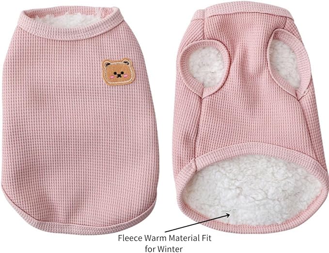 Fleece Cotton Dog Shirt Winter Warm Lightweight Pet T-Shirts Soft Breathable Stretchy Cats Dogs Tee Shirt Sleeveless Vest Dog Apparel for Medium Small Dog Clothes