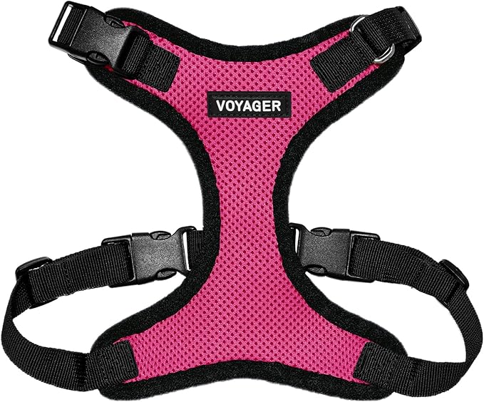 Voyager Step-in Pet Harness - All Weather Mesh, Adjustable Step in Harness for Cats and Dogs by Best Pet Supplies - Fuchsia/Black Trim, XL
