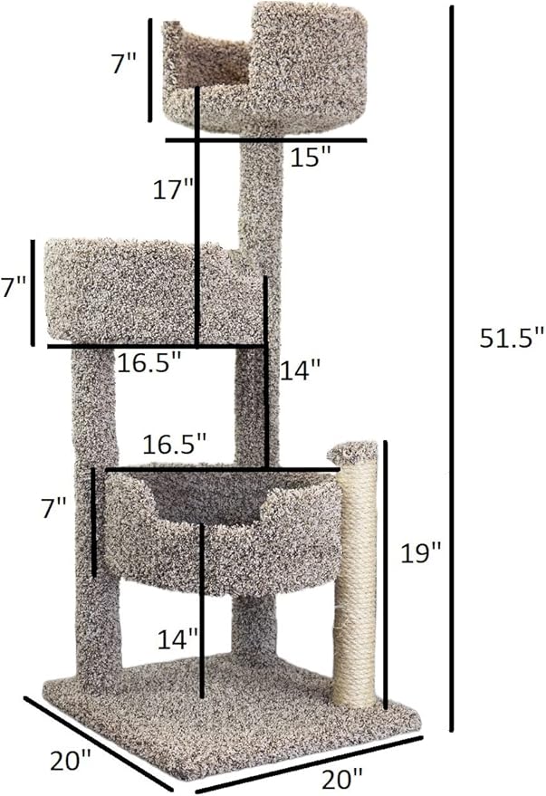 New Cat Condos Real Wood and Carpeted Cat Tree, Speckled