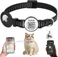 Airtag Cat Collar with Bell and Safety Buckle in 3/8" Width, Reflective Collar with Waterproof Airtag Holder Compatible with Apple Airtag for Cat Dog Kitten Puppy (Black)