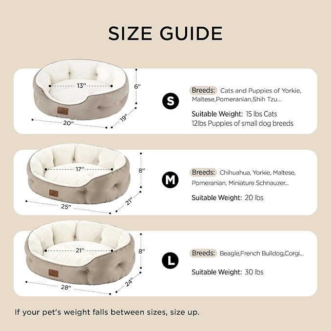 Bedsure Dog Beds for Small Dogs - Round Cat Beds for Indoor Cats, Washable Pet Bed for Puppy and Kitten with Slip-Resistant Bottom, 20 Inches, Terracotta