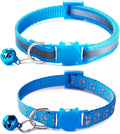 Breakaway Kitten Collar with Bells, [2 Pack] Light Blue Break Away Cat Collar with Bells, Reflective Cat Collar for Boy Cats Kitty
